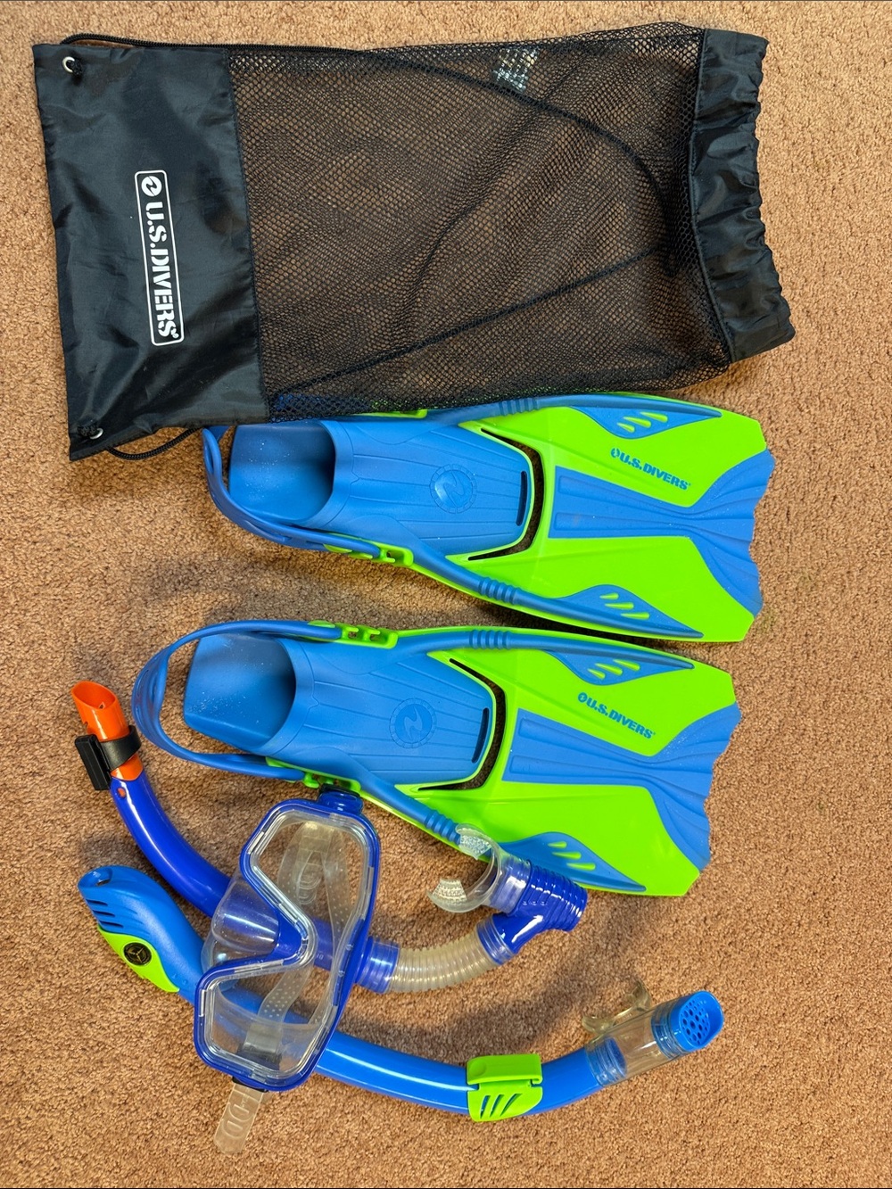 Versace Blue & Lime Kids Swim Set - Mask, Snorkel & Fins